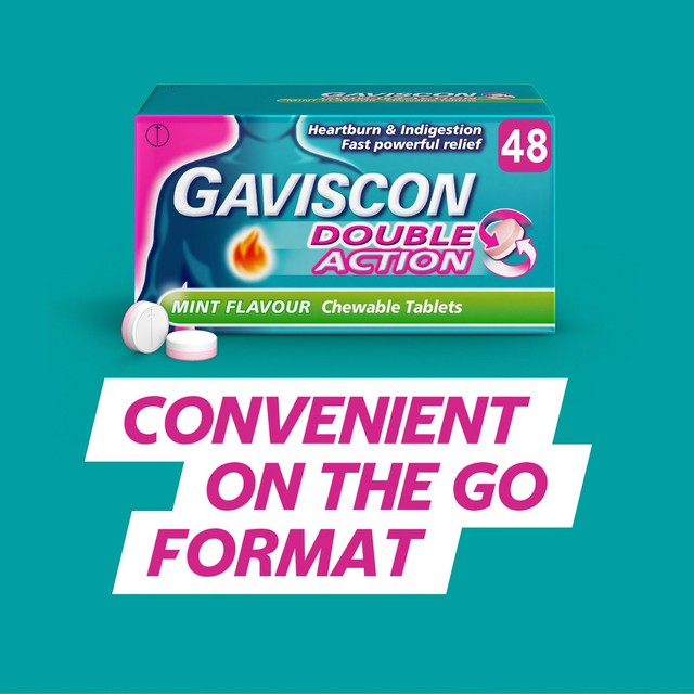 Gaviscon mint flavour chewable tablets 48 pack - British product
