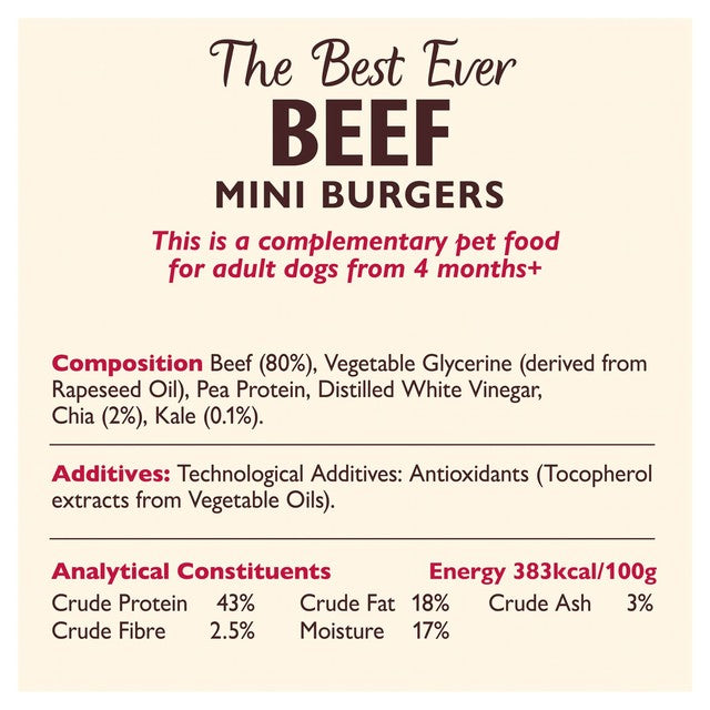 Lily's Kitchen beef mini burgers dog treats 70g, UK version