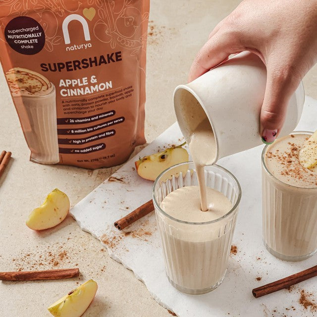 Naturya SuperShake Apple & Cinnamon powder shake 275g, imported from the UK