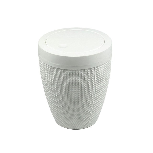 Addis Faux Hessian white bathroom bin 5 litre - British product