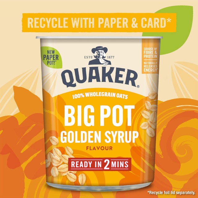 Quaker golden syrup porridge pot cereal 76g, imported from the UK