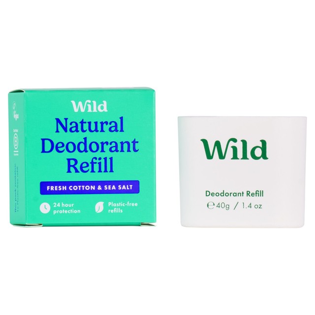 Wild Fresh Cotton & Sea Salt natural deodorant refill 40g (British brand)