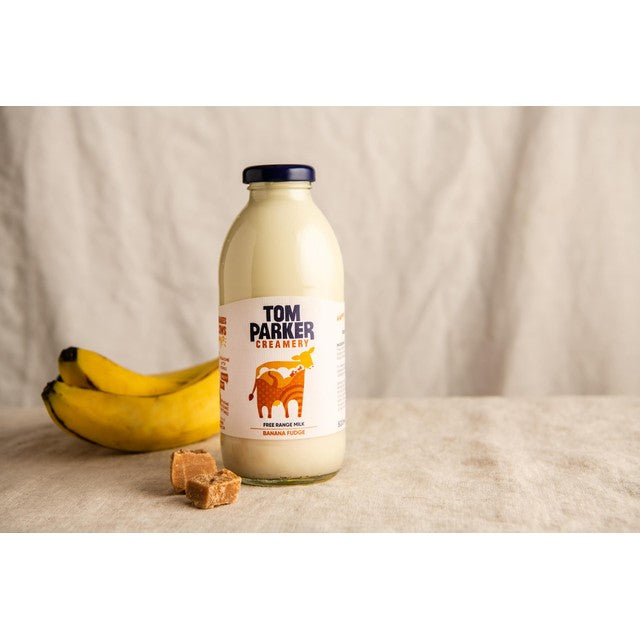 Tom Parker banana fudge flavoured milk 500ml (British brand)