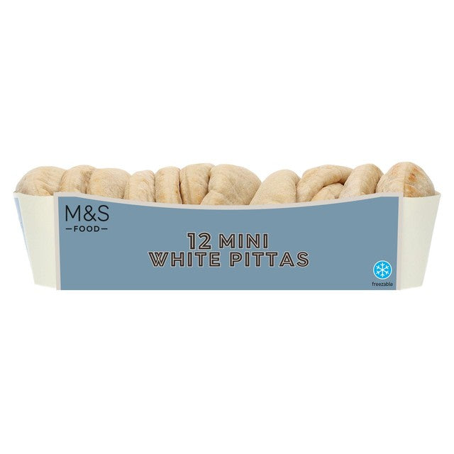 M&S mini white pitta breads 12 per pack, imported from the UK