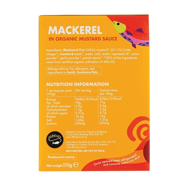 Fish 4 Ever Mackerel in Mustard Sauce 110g - British product