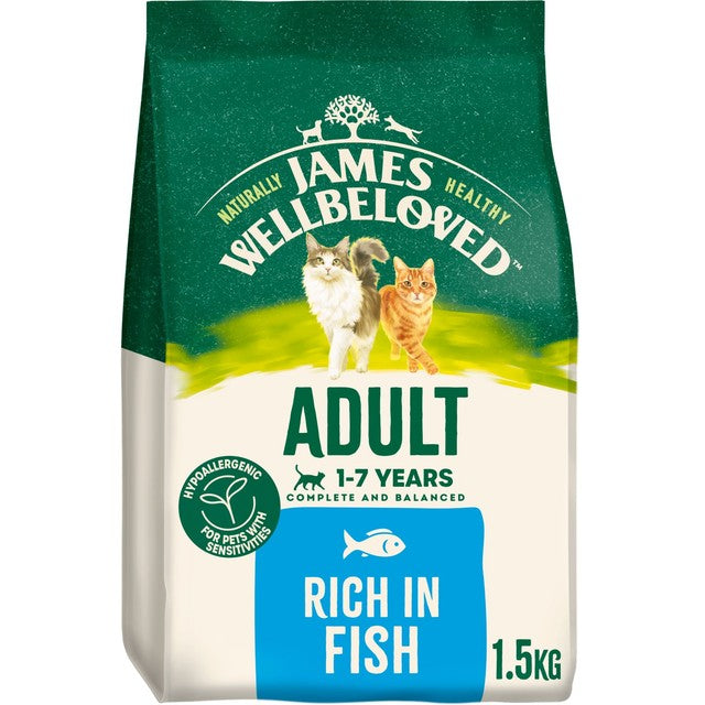 James Wellbeloved dry cat food fish 1.5kg, imported from the UK