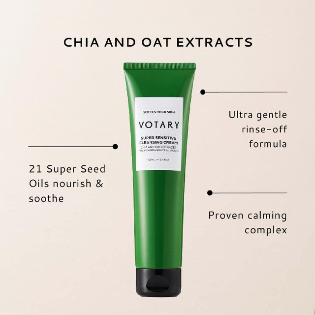Votary Super Sensitive Cleansing Cream Chia Oat Extract 100ml (British brand)