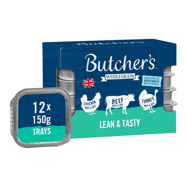 Butcher's Lean & Tasty Low Fat Dog Food Trays 12 x 150g - British product