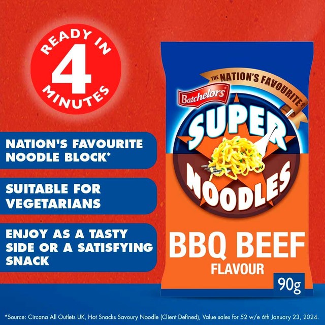 Batchelors Super Noodles BBQ Beef 90g - British product