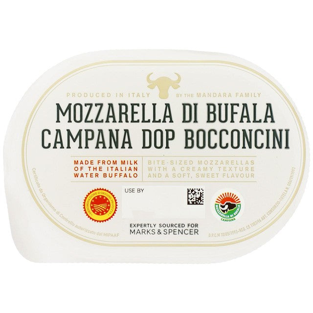 M&S Buffalo Mozzarella Bocconcini Cheese 200g, imported from the UK