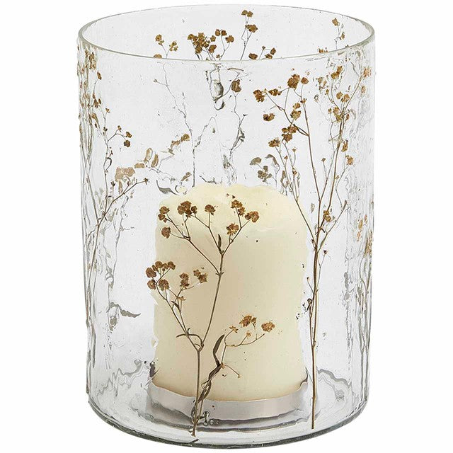 M&S clear pressed flower candle holder - British product