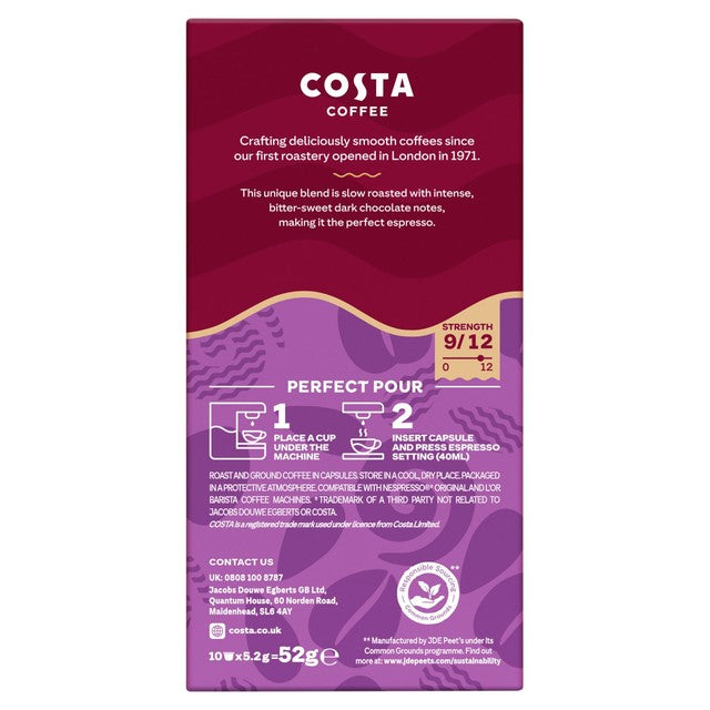 Costa Coffee Intense Roast coffee pods 10 pack - British product