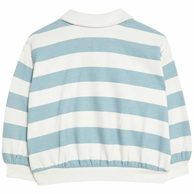 M&S striped rugby long sleeve top blue 6-9 months, imported from the UK