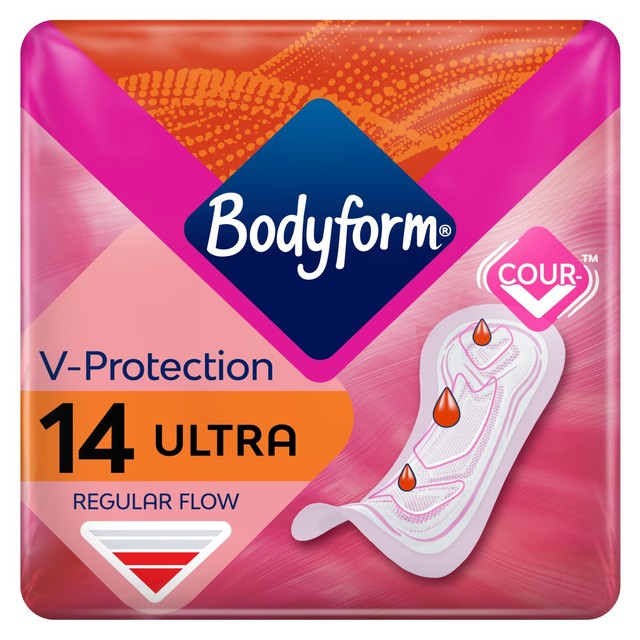 Bodyform ultra normal sanitary towels with wings, 14 pack - British product