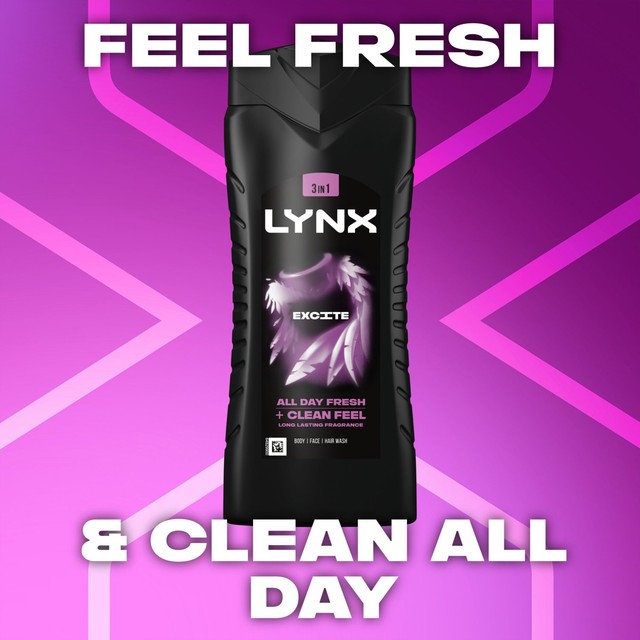 Lynx Excite body wash shower gel 500ml, UK version