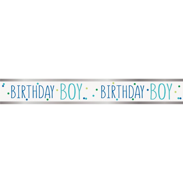 Unique Party Happy Birthday Boy foil banner 9ft, UK version