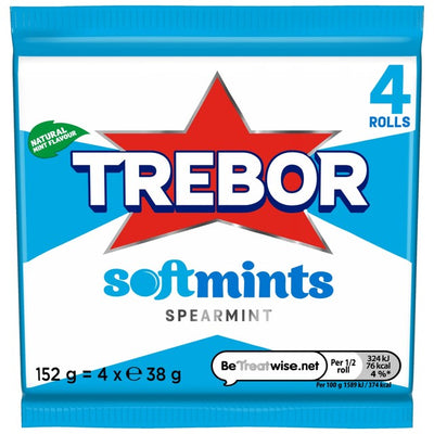 Chewy Spearmint Flavoured Candy Rolls with Crispy Coating Multipack 179g