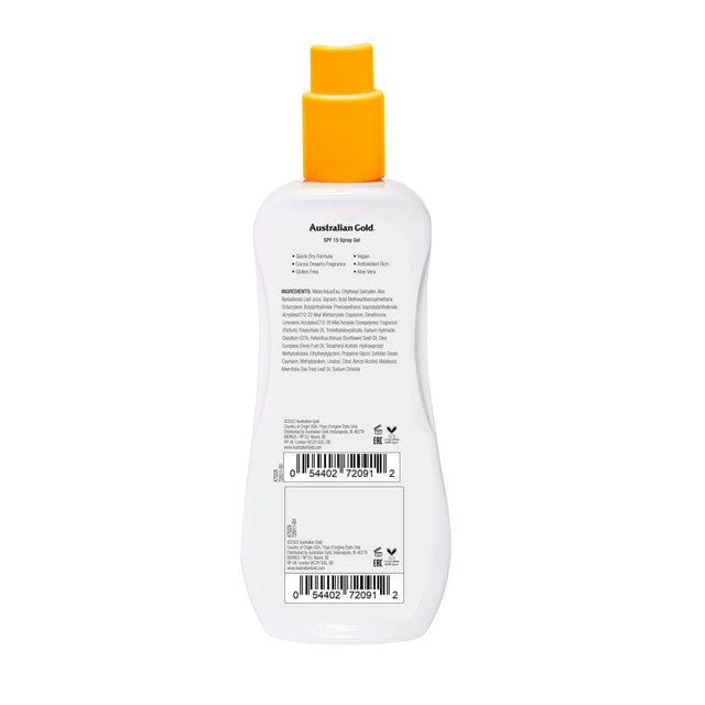 Australian Gold SPF 15 sunscreen clear spray 237ml - British product