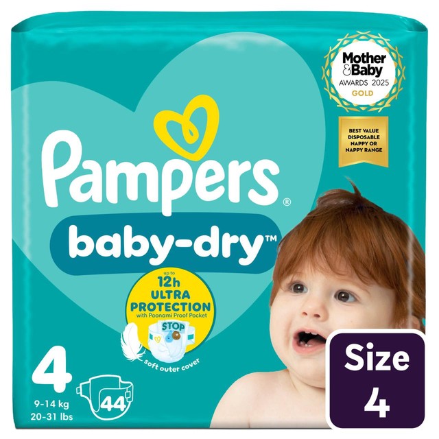 Pampers Baby-Dry nappies Size 4 (9-14kg), imported from the UK