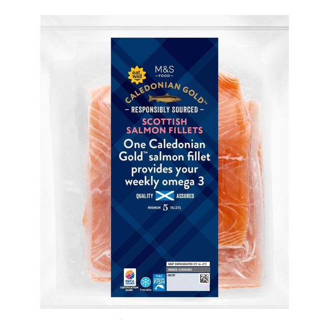 M&S Scottish skin on salmon fillets 600g, imported from the UK