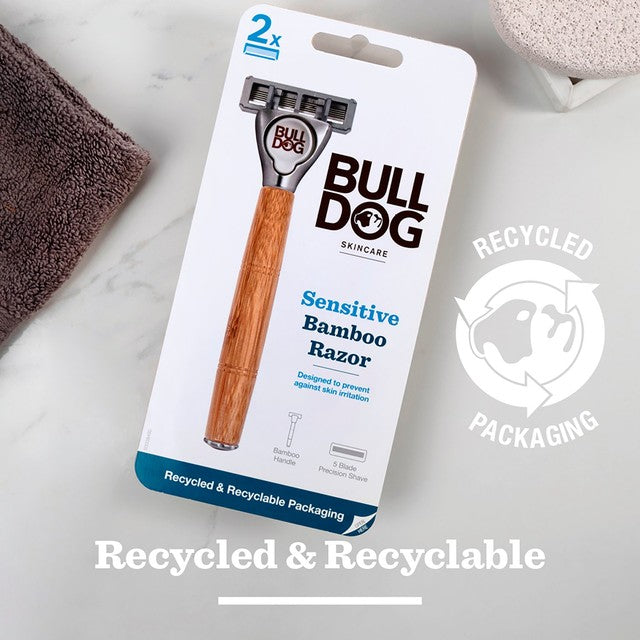 Bulldog Sensitive Bamboo Razor with Brushed Metal Head - British product