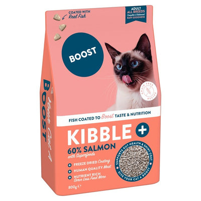 Boost Pet Kibble Plus frysetørket belagt laks tørr kattemat 800g
