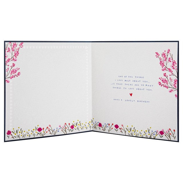 M&S wife heart birthday card 19.8cm x 19.85cm, imported from the UK