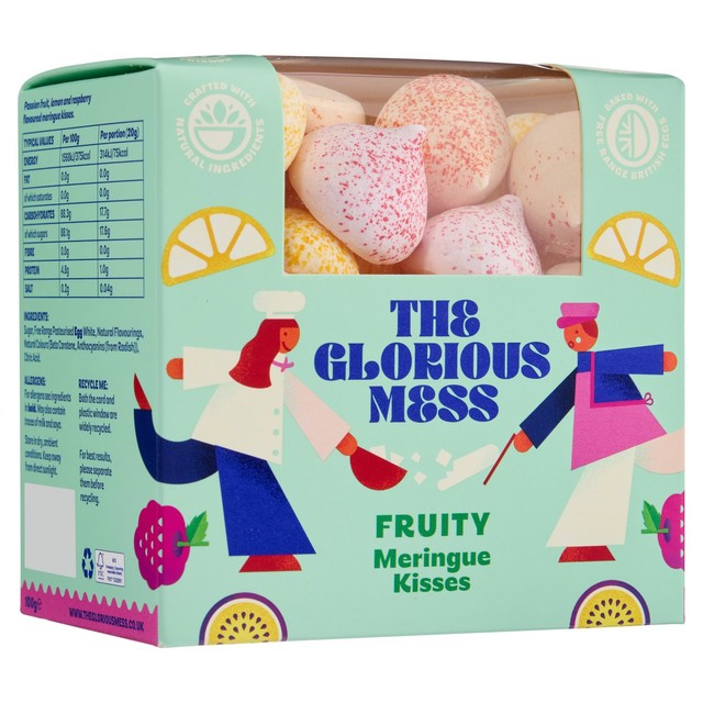 Flower & White passion fruit lemon raspberry meringue kisses, imported from the UK