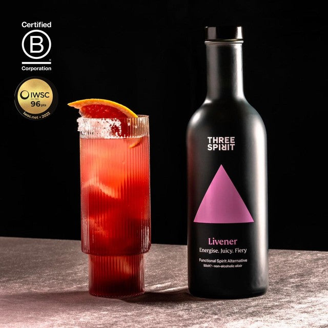 Three Spirit Livener non-alcoholic botanical elixir 50cl (British brand)