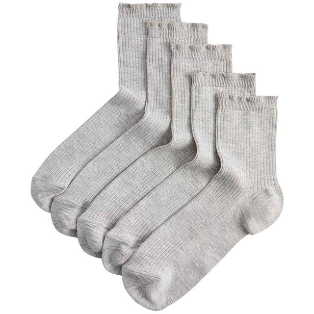 M&S women's ribbed quarter socks grey marl, imported from the UK