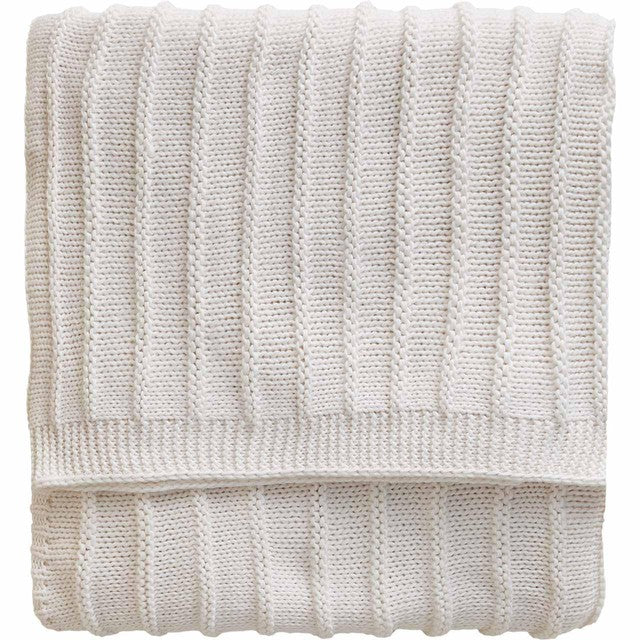 M&S ribbed knitted throw ecru rectangle - British product