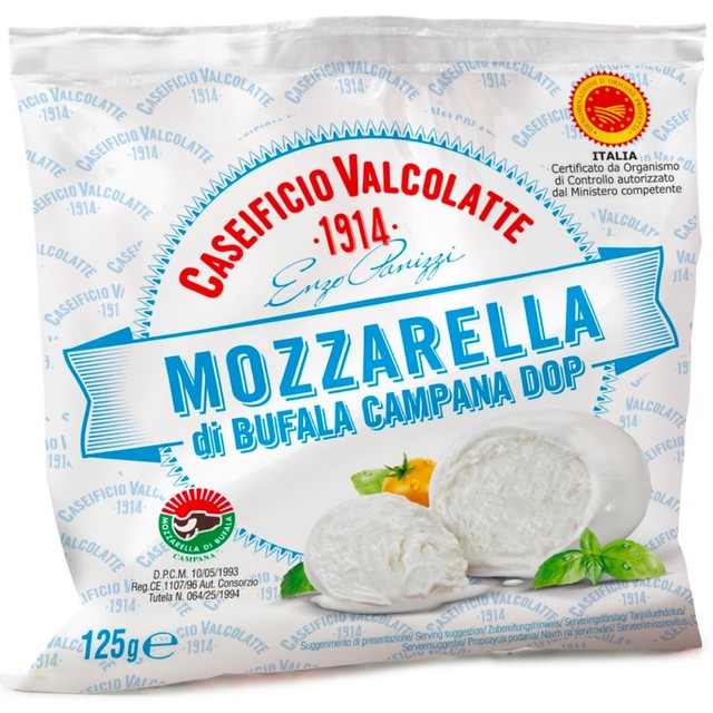 Valcolatte Buffalo Mozzarella cheese 125g (British brand)