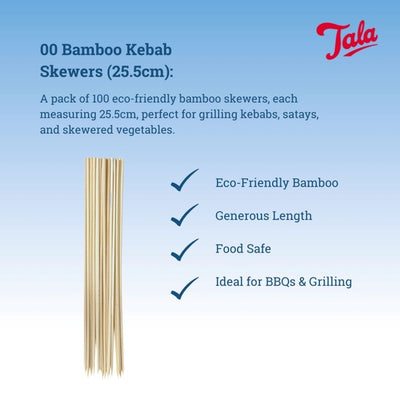 Tala 100 bambusspyd til kebab 25,5 cm