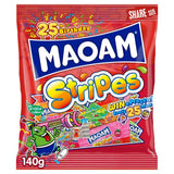 Maoam Stripes fruit and cola flavour chewy sweets 140g, imported from the UK