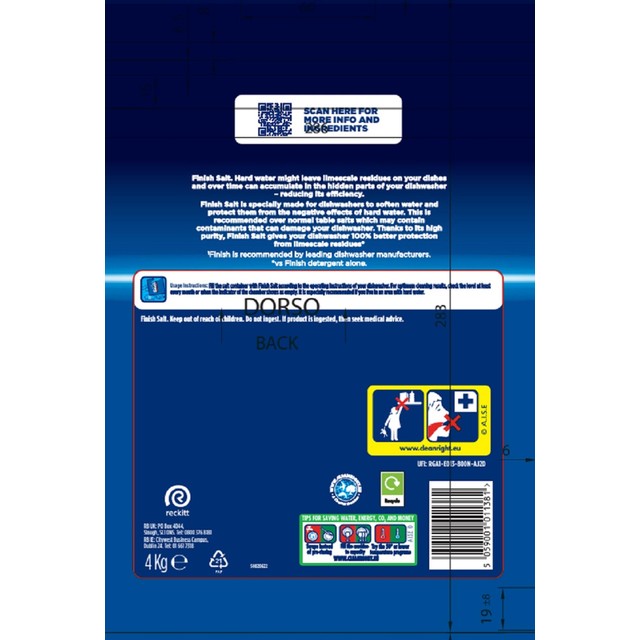 Finish Dishwasher Water Softener Salt 4kg - British product