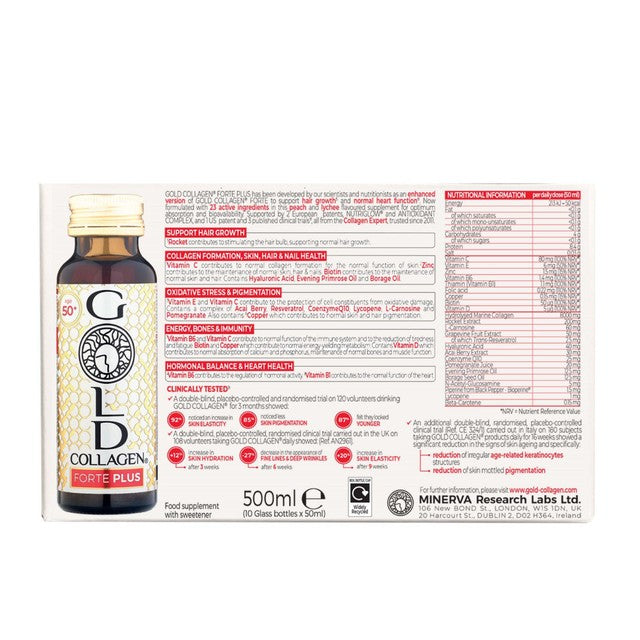 Gold Collagen Forte Plus liquid supplement 10 x 50ml, UK version