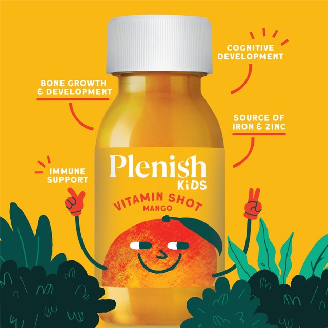 Plenish Kids Mango Juice Shot 4 x 60ml, imported from the UK