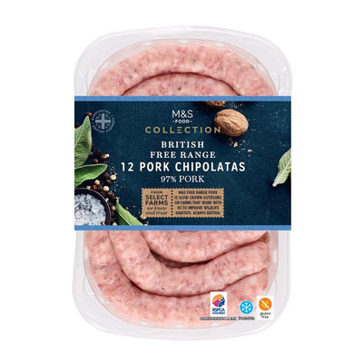 M&S M&S Collection Saucisses chipolatas de porc britanniques élevées en plein air 375g - Acheter en ligne chez McGrocer