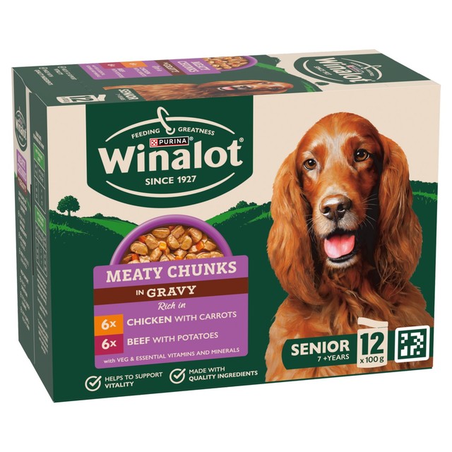 Winalot meaty chunks senior wet dog food 12x100g (British brand)