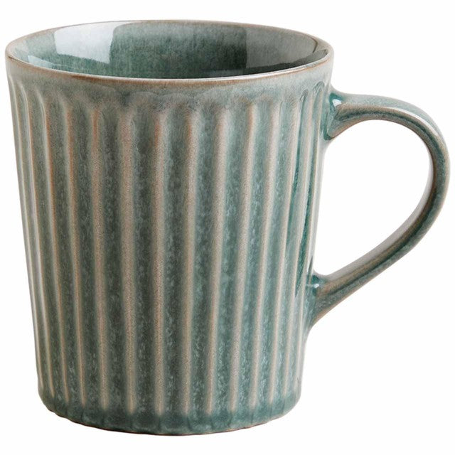 M&S green ribbed reactive glaze mug 395ml, imported from the UK