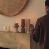 M&S white ceramic pillar candle holder 11cm (British brand)