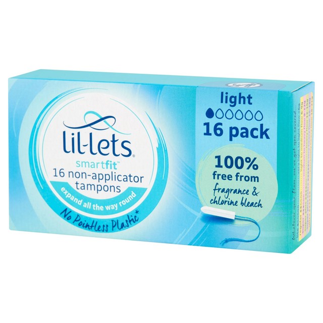 Lil-Lets SmartFit Lite non-applicator tampons 16 pack, UK version