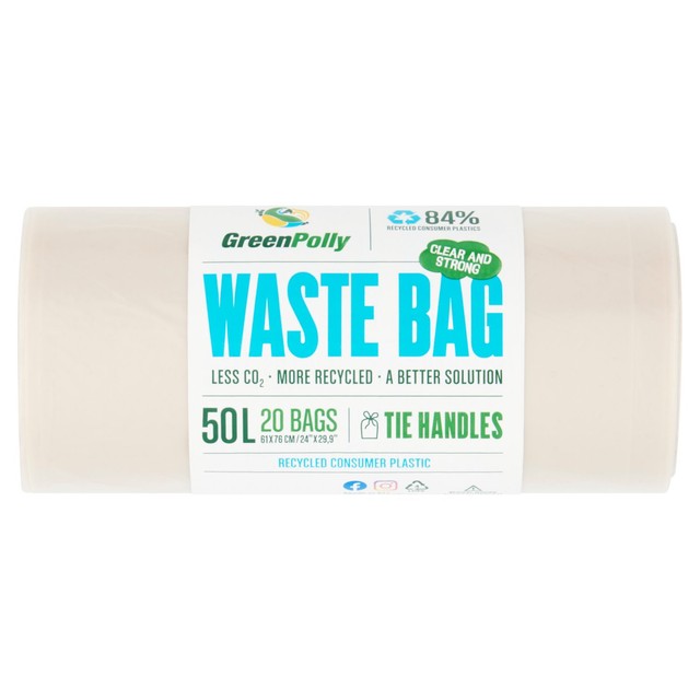 GreenPolly recycled bin bags 50L, UK version