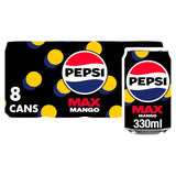 Pepsi Max Mango cola drink 8x330ml cans, imported from the UK