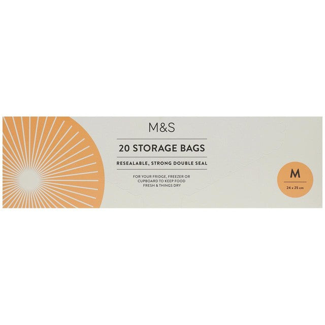M&S medium resealable storage bags 20 pack, imported from the UK