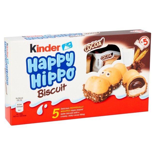 Kinder milk & cocoa cream biscuits happy hippo 103.5g, UK version