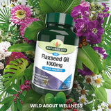 Natures Aid Vegetarian Flaxseed Oil 1000mg capsules, imported from the UK