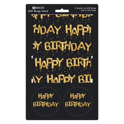 Abacus Geburtstagsballons Geschenkpapierbögen und Geschenkanhänger Geschenkpapier-Set 2er-Pack