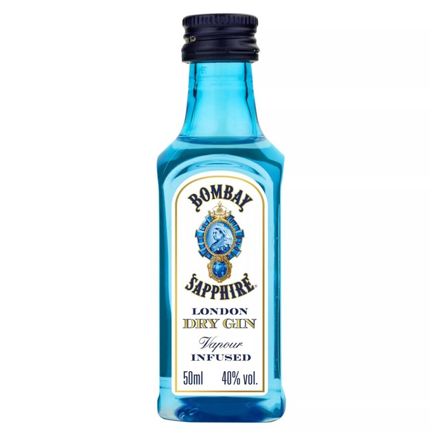 Bombay Sapphire London dry gin miniatures with natural botanicals - British product