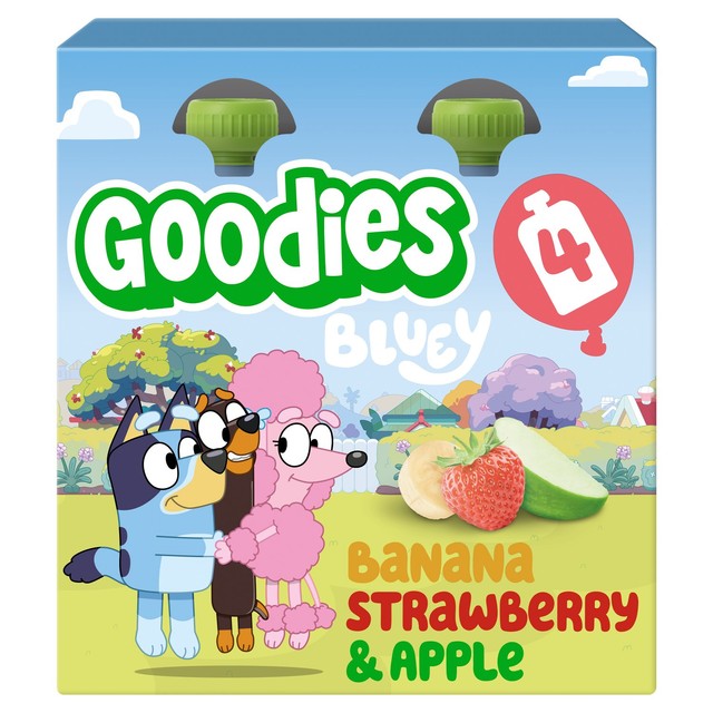 Goodies Bluey kids smoothie Banana Strawberry Apple 4x100g, UK version
